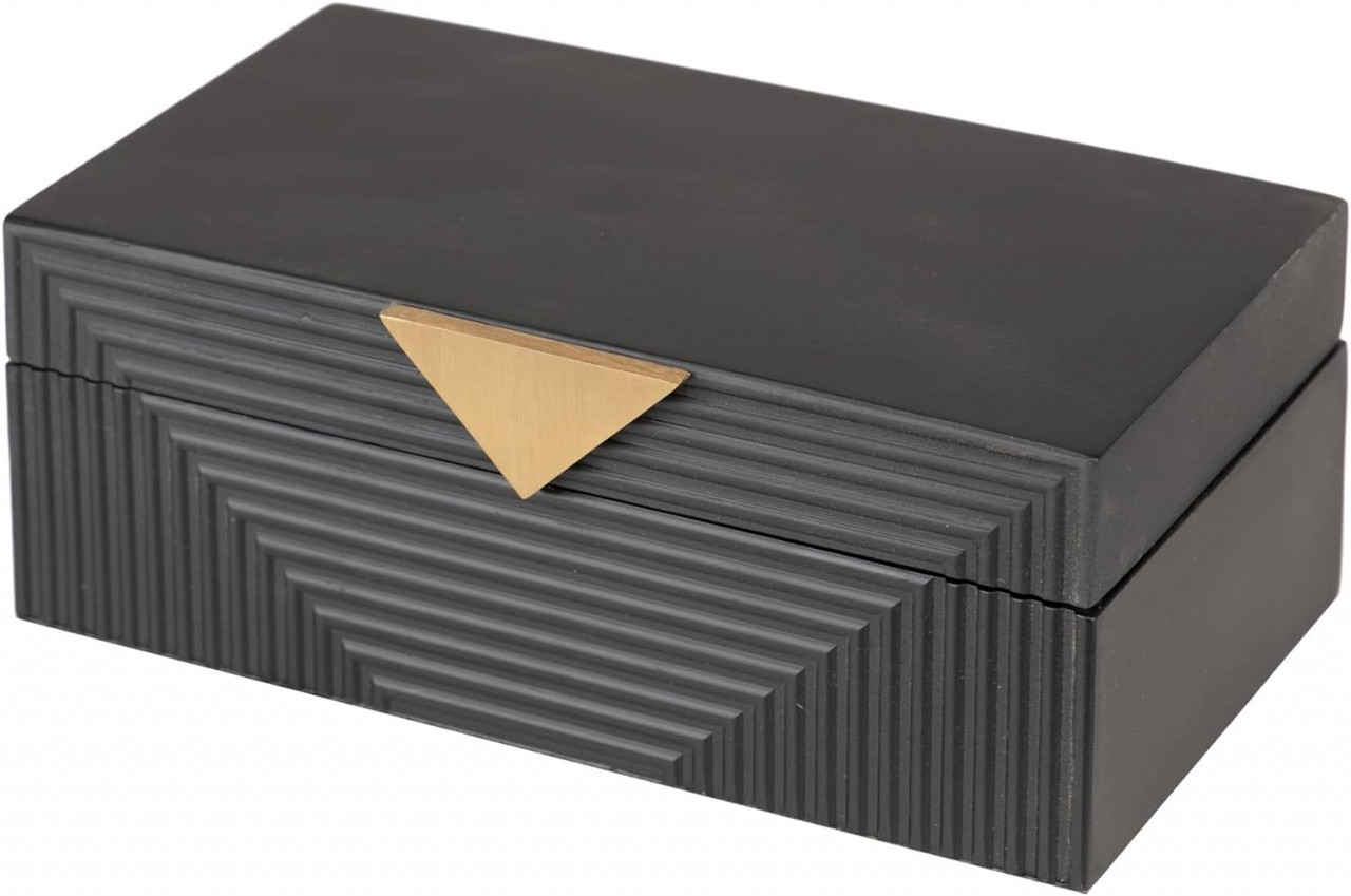 Cutie pentru bijuterii Ethan Chloe, rasina, negru/natur, 22 x 13 x 8,5 cm