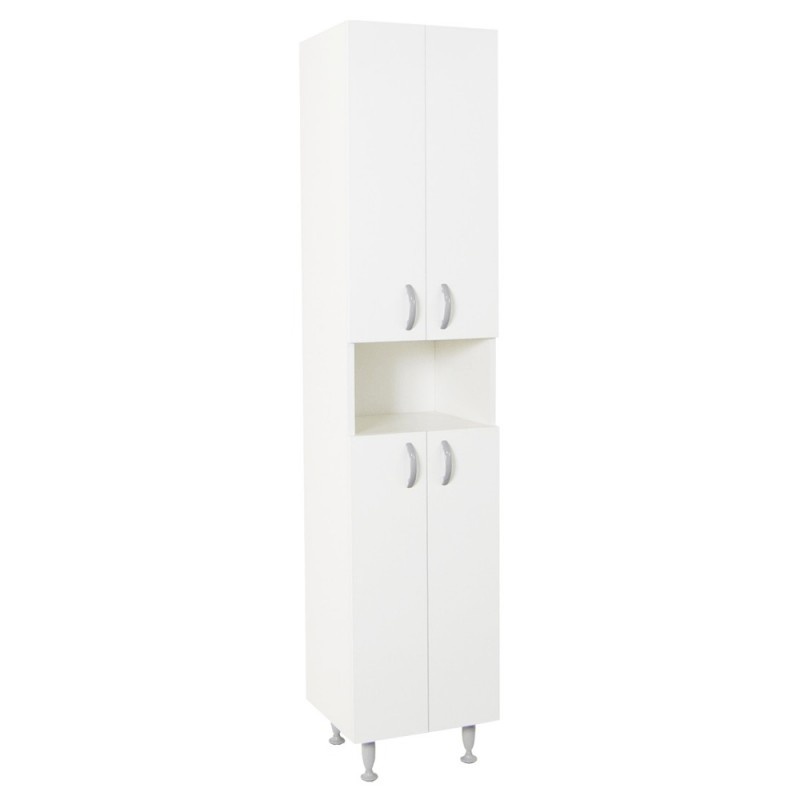 Dulap baie tip coloana GN0021, Pal lucios, 5 rafturi, 4 usi, picioare reglabile, 35x31.6x166 cm