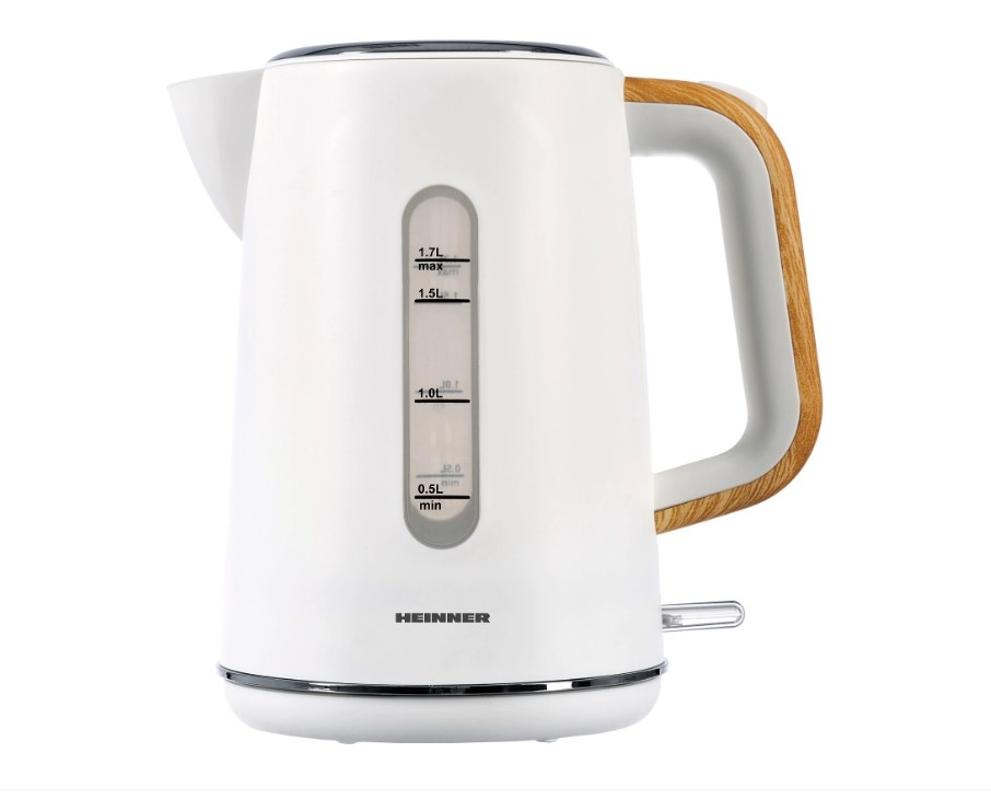 Fierbator electric Heinner HEK-WH2200BB, 2200 W, 1.7 L, baza rotativa 360°, oprire automata, filtru detasabil, Alb, RESIGILAT (produs expus in