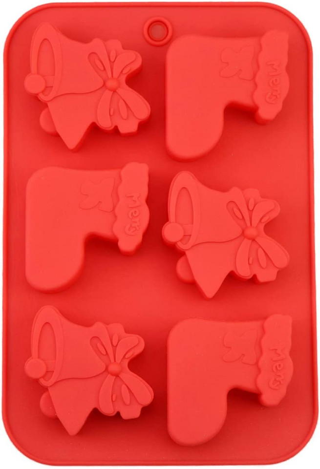 Forma pentru prajituri de Craciun DYWW, rosu, silicon, 25.8 x 17 x 2.5 cm chilipirul-zilei.ro/