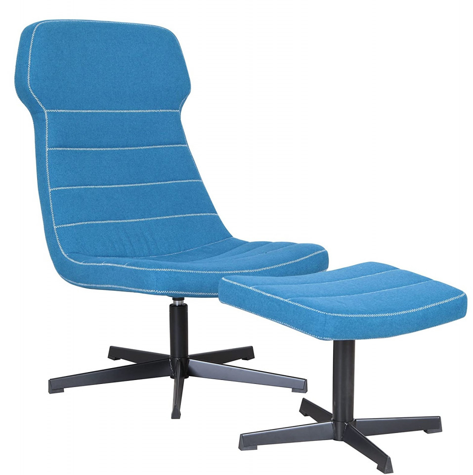 Fotoliu recliner cu taburet Relax Street Adam, piele artificiala/ material textil, 58 x 80 x 99 cm, albastru chilipirul-zilei.ro/