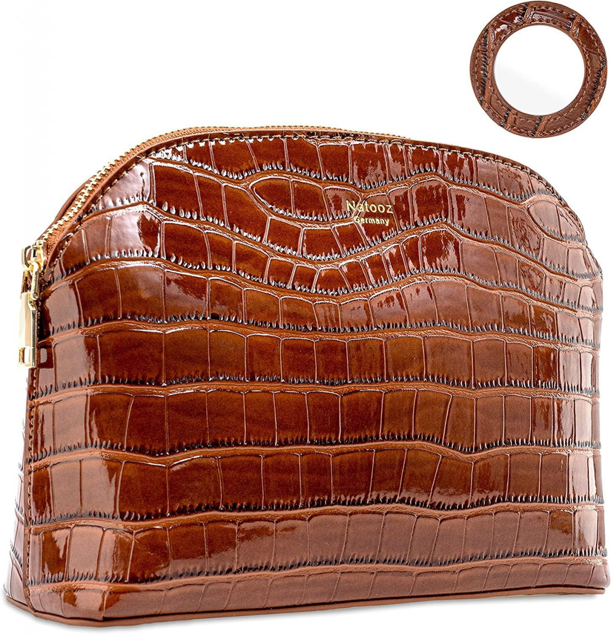 Geanta cosmetica NATOOZ, imitatie de piele, maro, 30, 5 x 19,5 x 8,5 cm