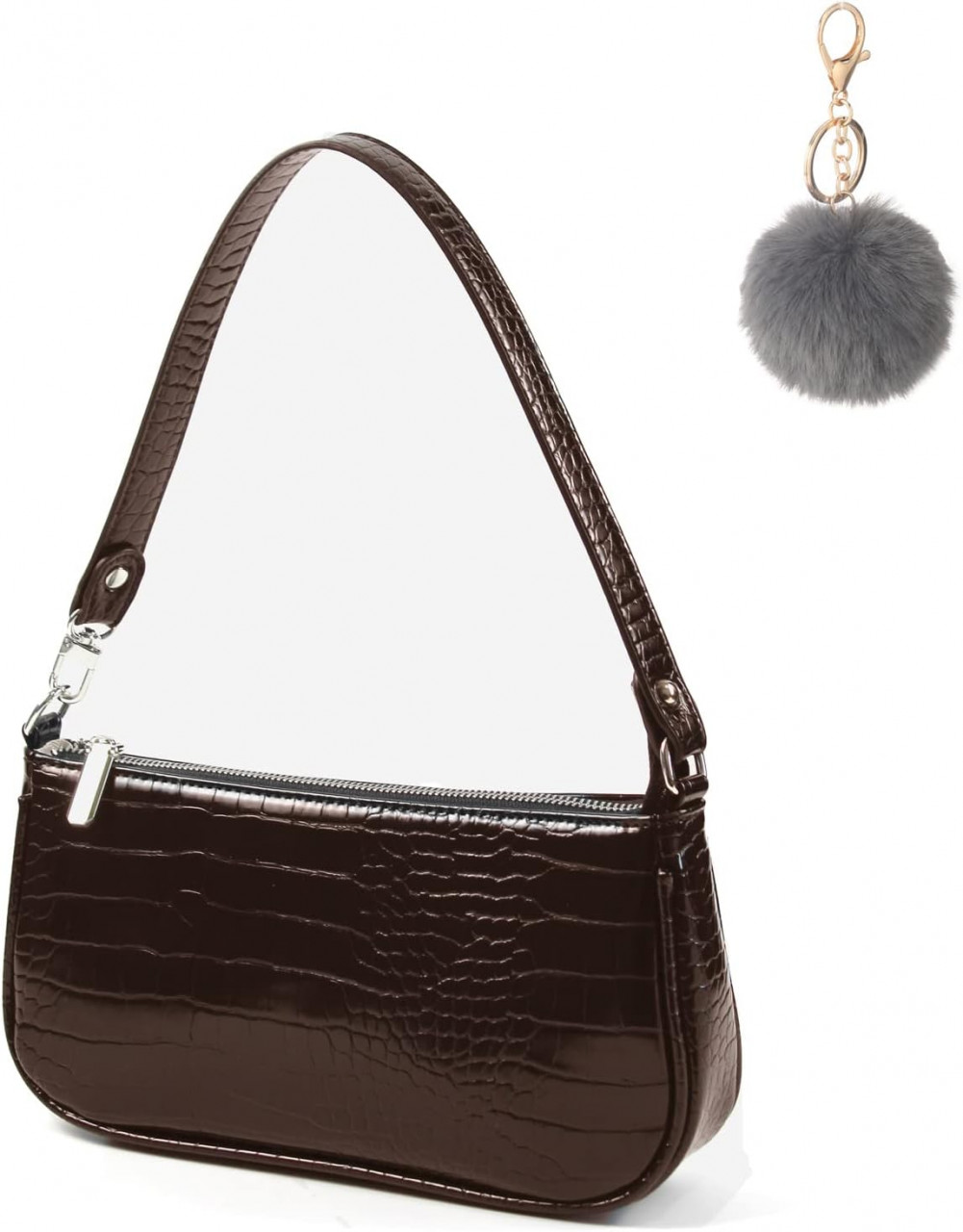 Geanta de mana pentru femei CAMILIFE, piele PU, brun, 28 x 14 x 4,5 cm