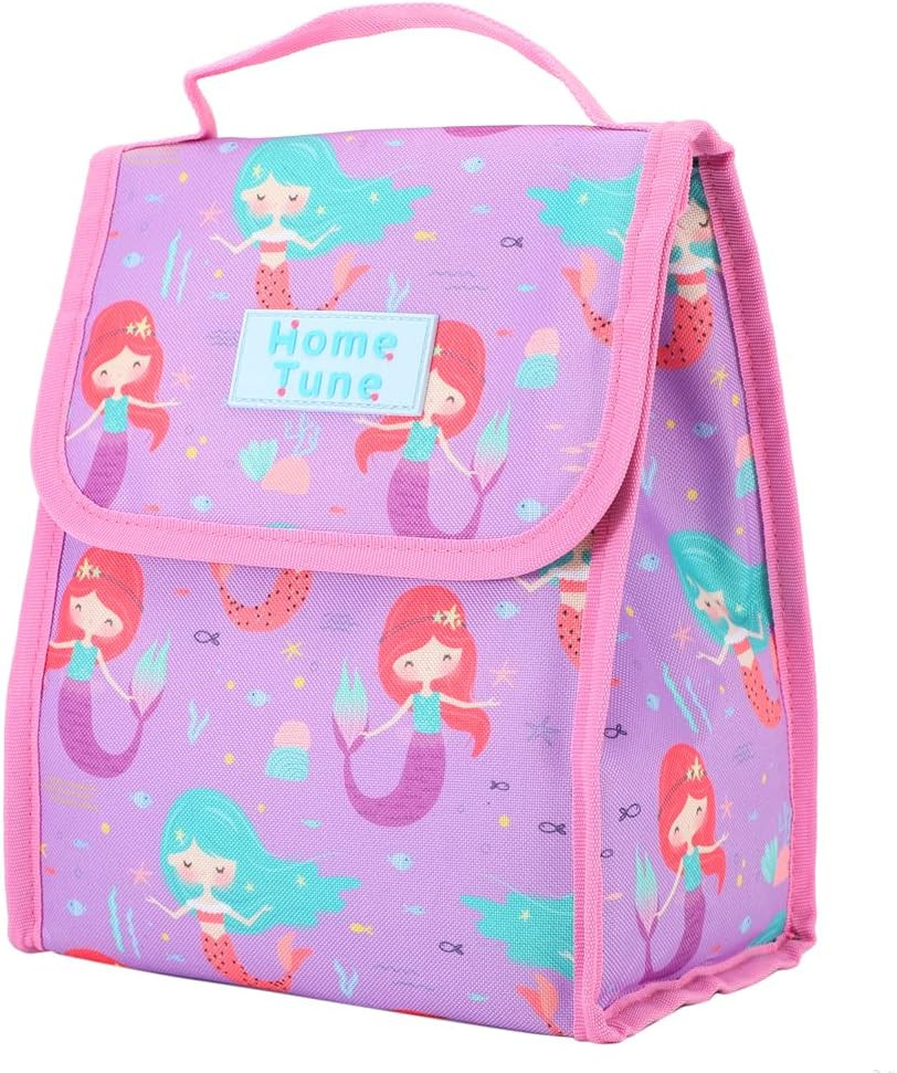 Geanta de pranz pentru copii Home Tune, poliester, multicolor, model sirena, 21,5 x 14 x 26 cm