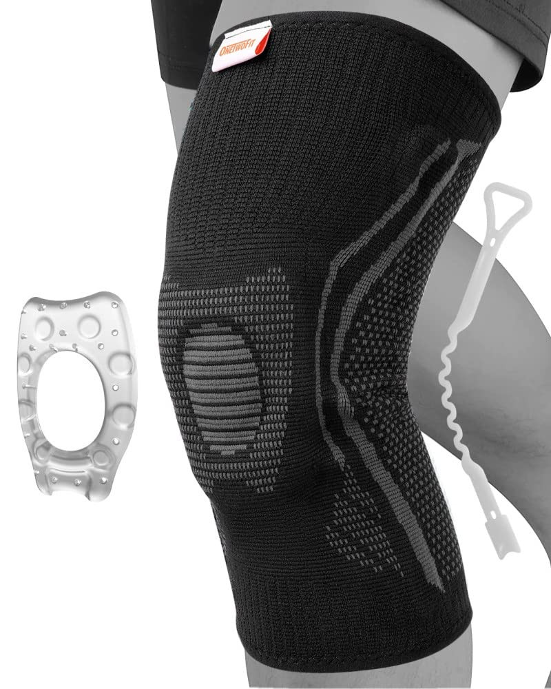 Genunchiera ONETWOFIT, silicon/textil, negru/gri, marimea XXL