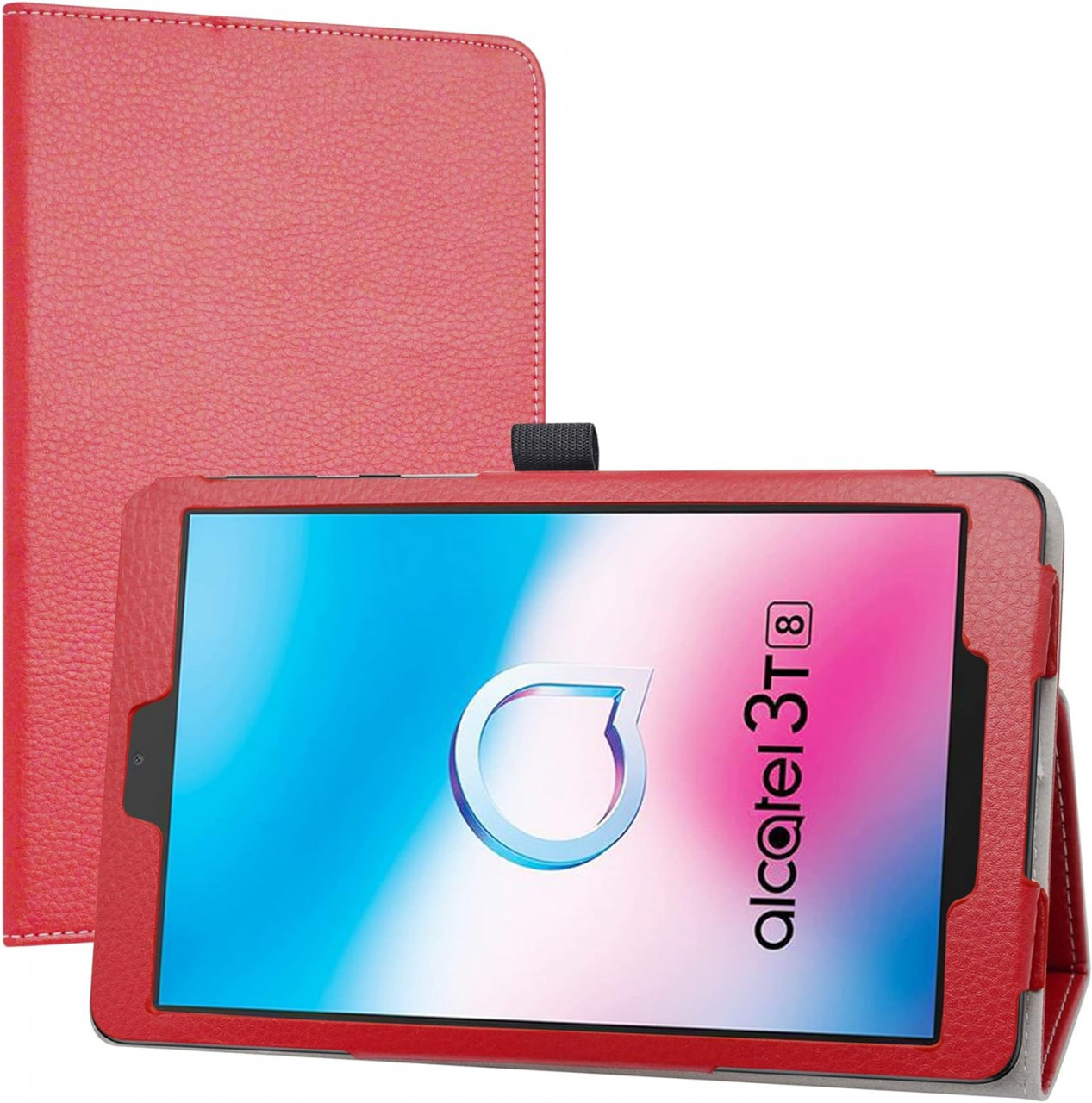Husa de protectie pentru Alcatel 3T 2018 Labanem, piele PU, rosu, 8 inchi