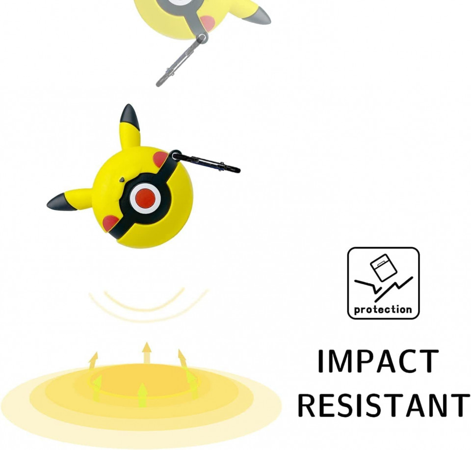 Husa de protectie pentru casti Airpods, model Pikachu, galben/negru, silicon
