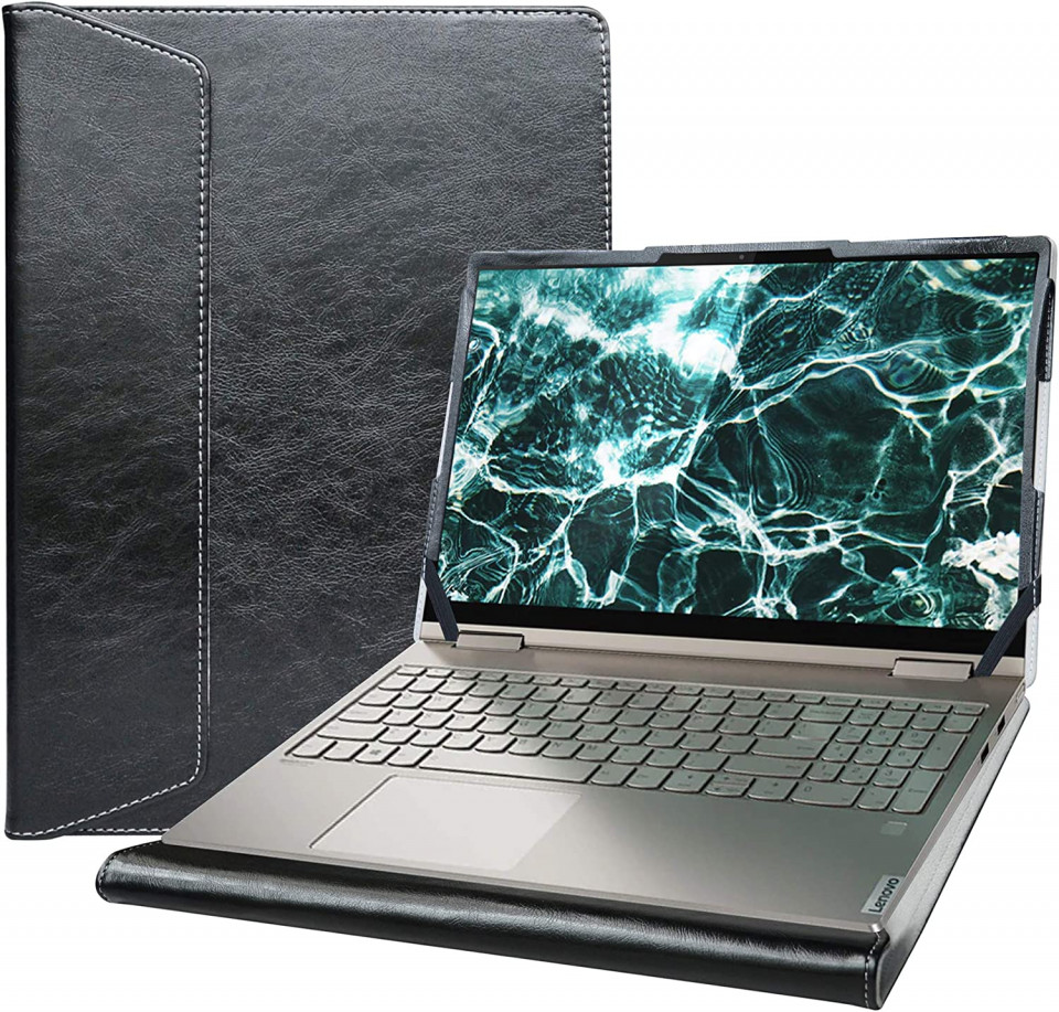 Husa de protectie pentru laptop Alapmk, pentru lenovo yoga C15 C6 C740-740IML de 15 , piele PU, negru