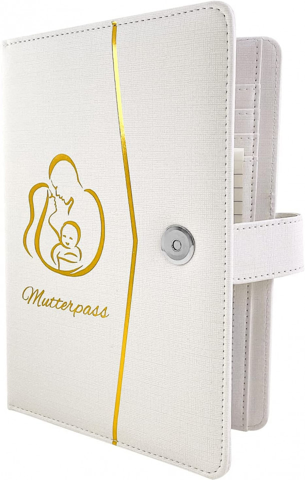 Husa pentru jurnalul de maternitate PillyBalla, piele ecologica, crem/auriu, 30,9 x 20,9 cm