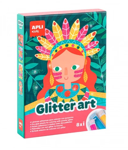 Joc Glitter Art, Apli, 4 modele, 8 cutii sclipici