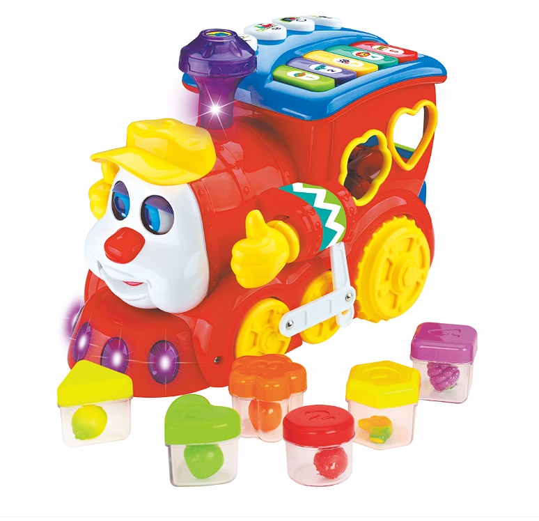 Jucarie interactiva Hola - Locomotiva cu forme, lumini si sunete, Resigilat, Grad A
