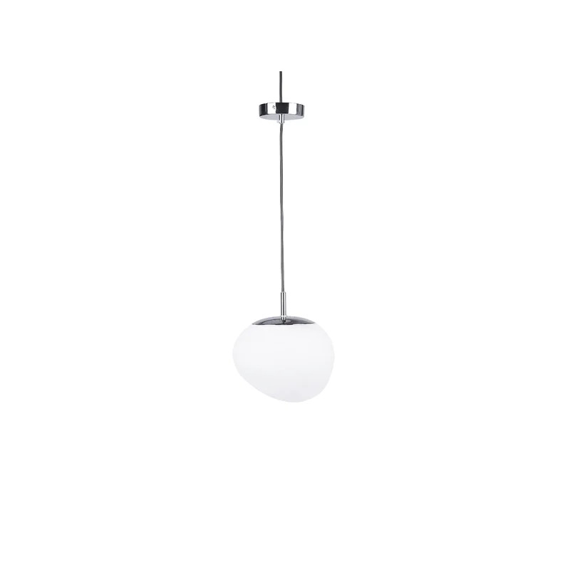 Lampa tip pendul Marchiz, sticla/ metal, argintiu/alb, 130 cm