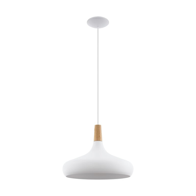 Lustra tip pendul Kaylen, metal/lemn, alb, 40 x 40 x 110 cm