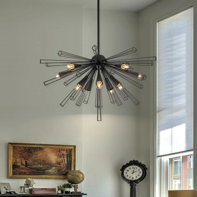 Lustra tip pendul Sputnik, metal, 40x85x85cm , negru