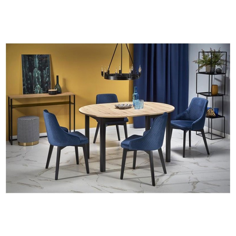 Masa extensibila HM Ringo stejar/negru, 76x102x102/142 cm