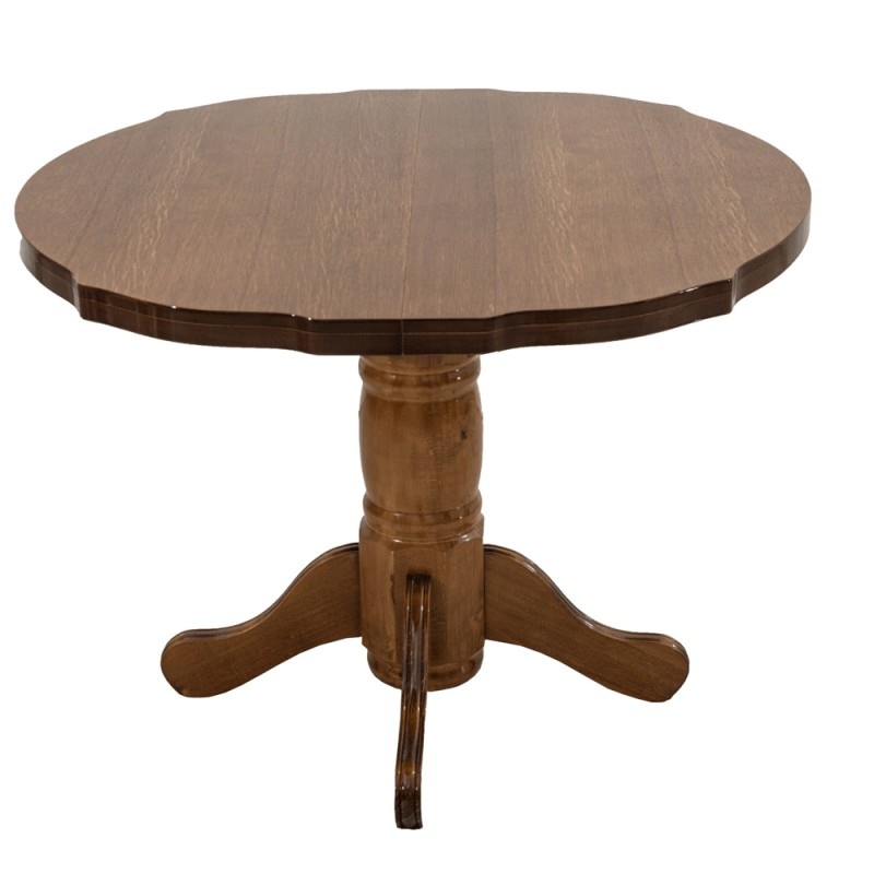 Masa living si bucatarie extensibila SB Fan, MDF Furniruit, structura lemn masiv, 100-133,5x99x74 cm, nuc