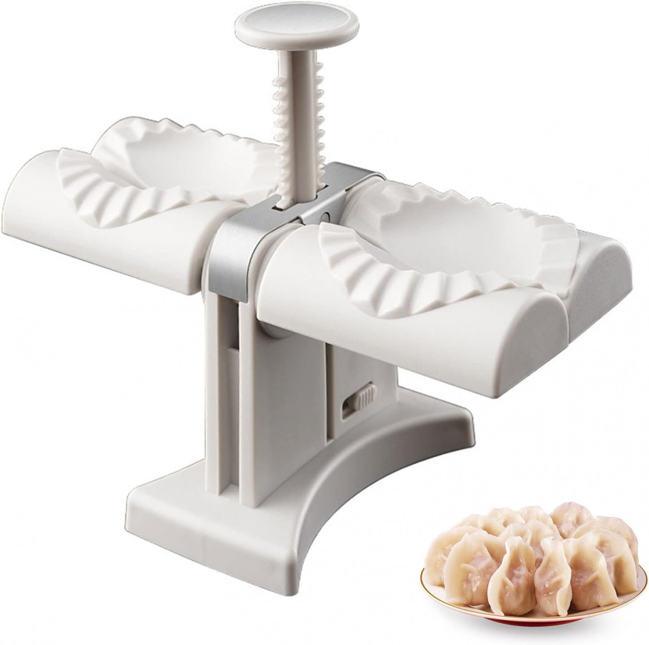 Masina pentru ravioli Mnjr, plastic/otel inoxidabil, alb/argintiu, 20 x 12 x 17 cm