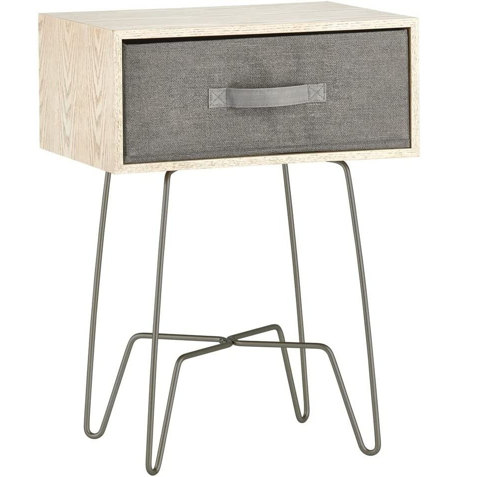 Noptiera mDesign, lemn/metal/textil, natur/gri, 44,2 x 30 x 31,8 cm