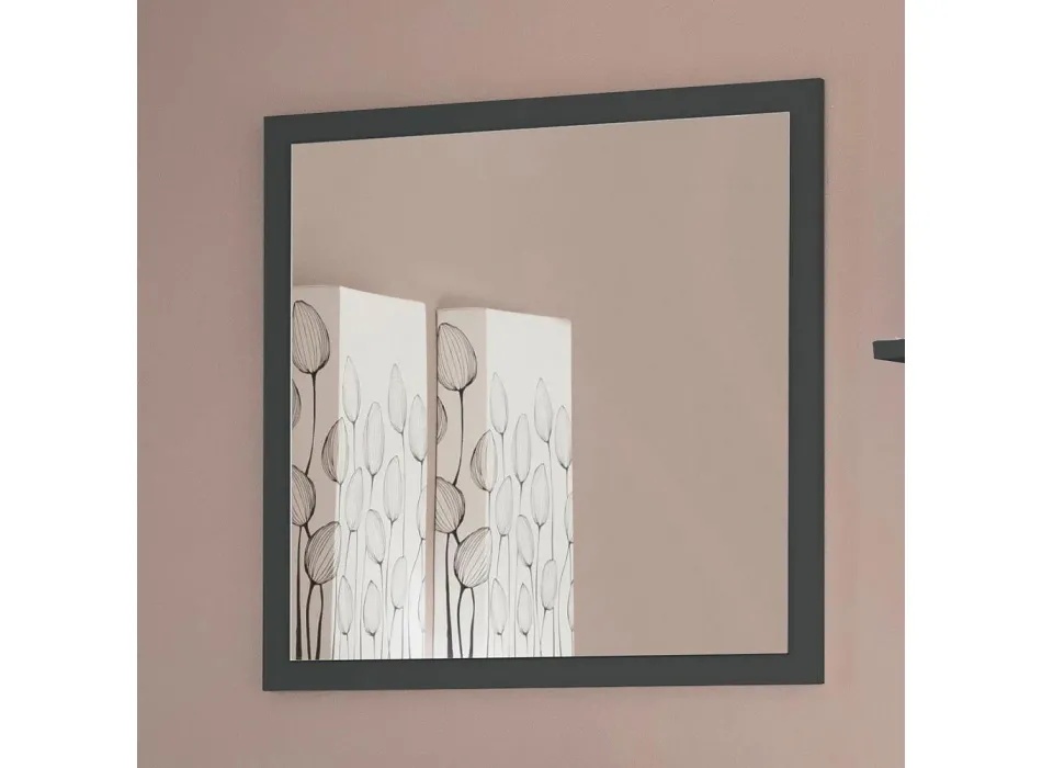 Oglinda Emanuelito Tecnos, lemn/sticla, antracit, 60 x 60 cm