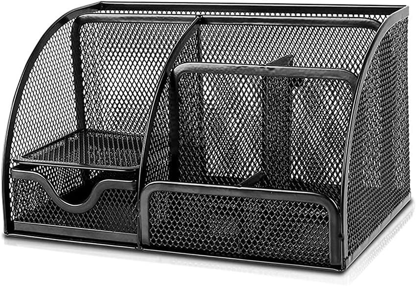 Organizator de birou Haugo, metal/cauciuc, negru, 22 x 14 x 12,7 cm