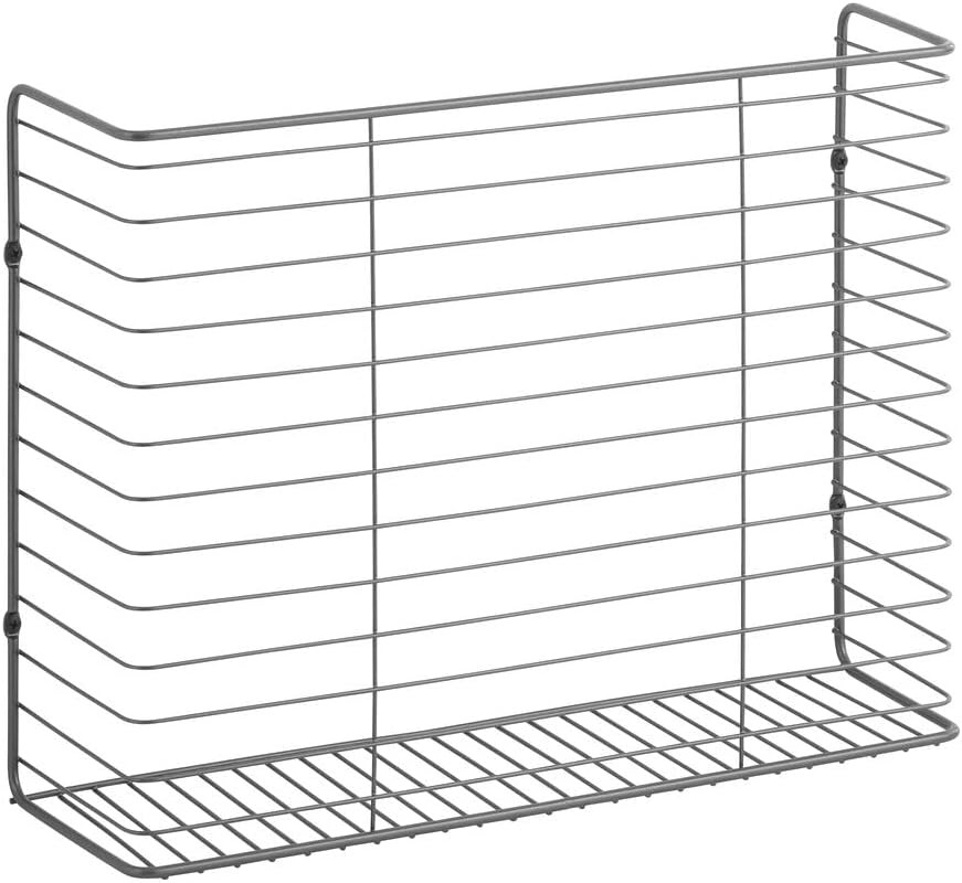 Organizator de perete mDesign, metal, gri grafit, 43,8 x 33,3 x 12,7 cm