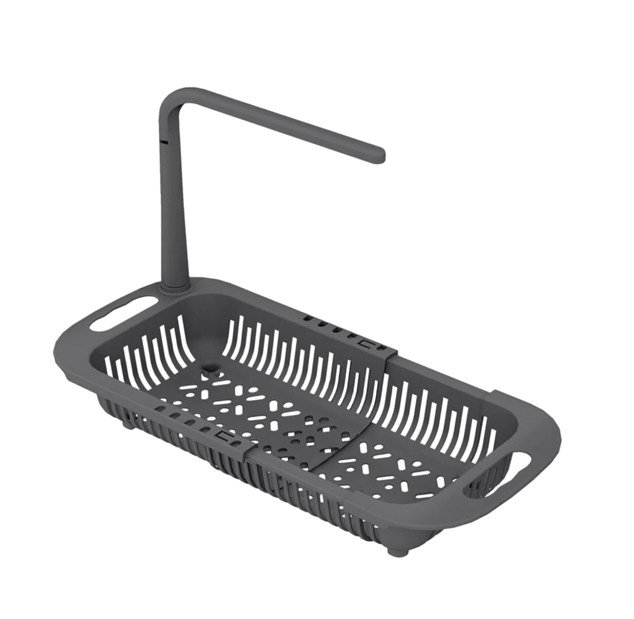 Organizator extensibil pentru chiuveta Fufre, plastic, gri, 17,8 x 27 x 34-44 cm