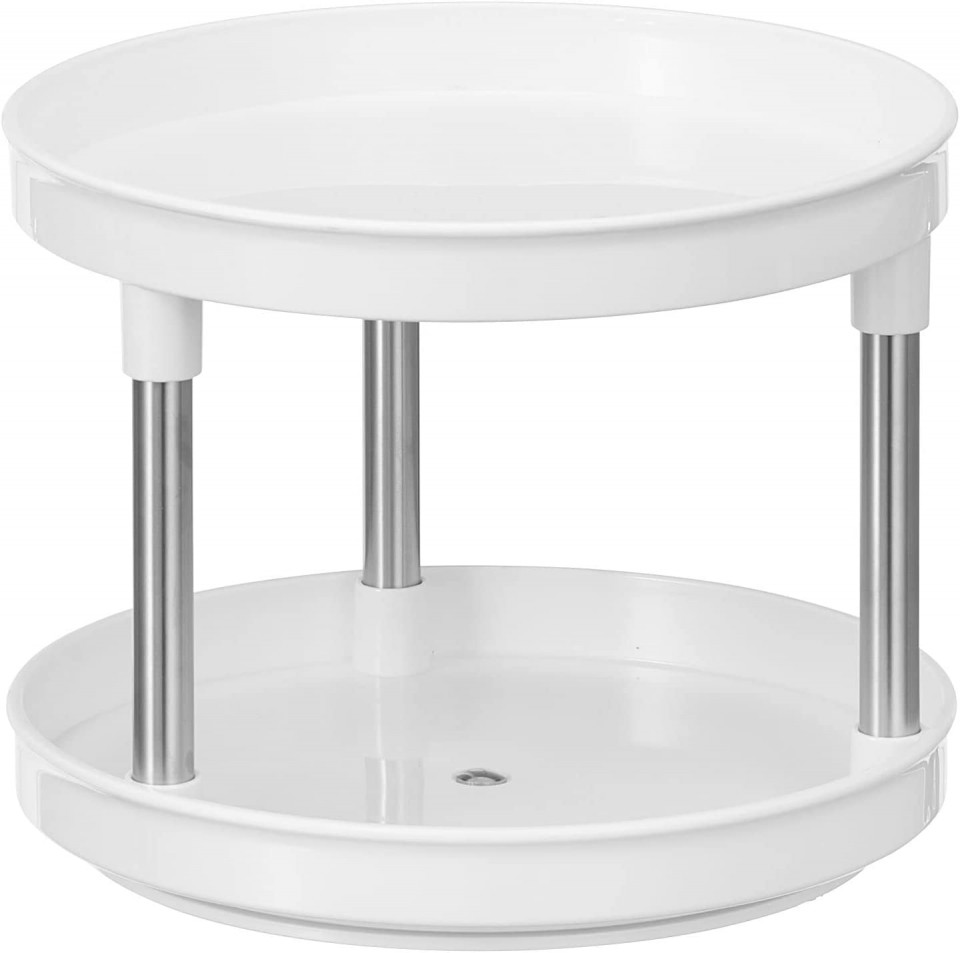 Organizator pentru baie mDesign, plastic, alb/argintiu, 18,5 x 23,4 cm 185