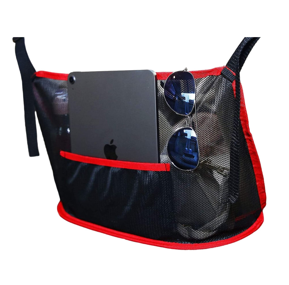 Organizator pentru scaune auto, nailon/poliester, negru/rosu, 40 x 26 cm