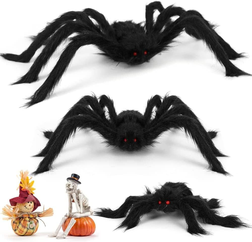 Paianjen pentru Halloween Sanlianzi, plastic/textil, negru, 120 cm