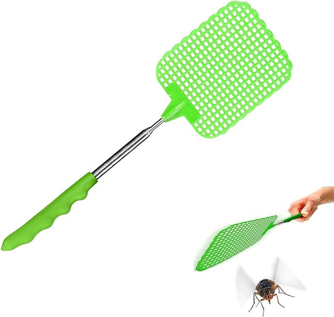 Paleta pentru muste Cutiolly, plastic/metal, verde/argintiu, 26.5X8.1cm
