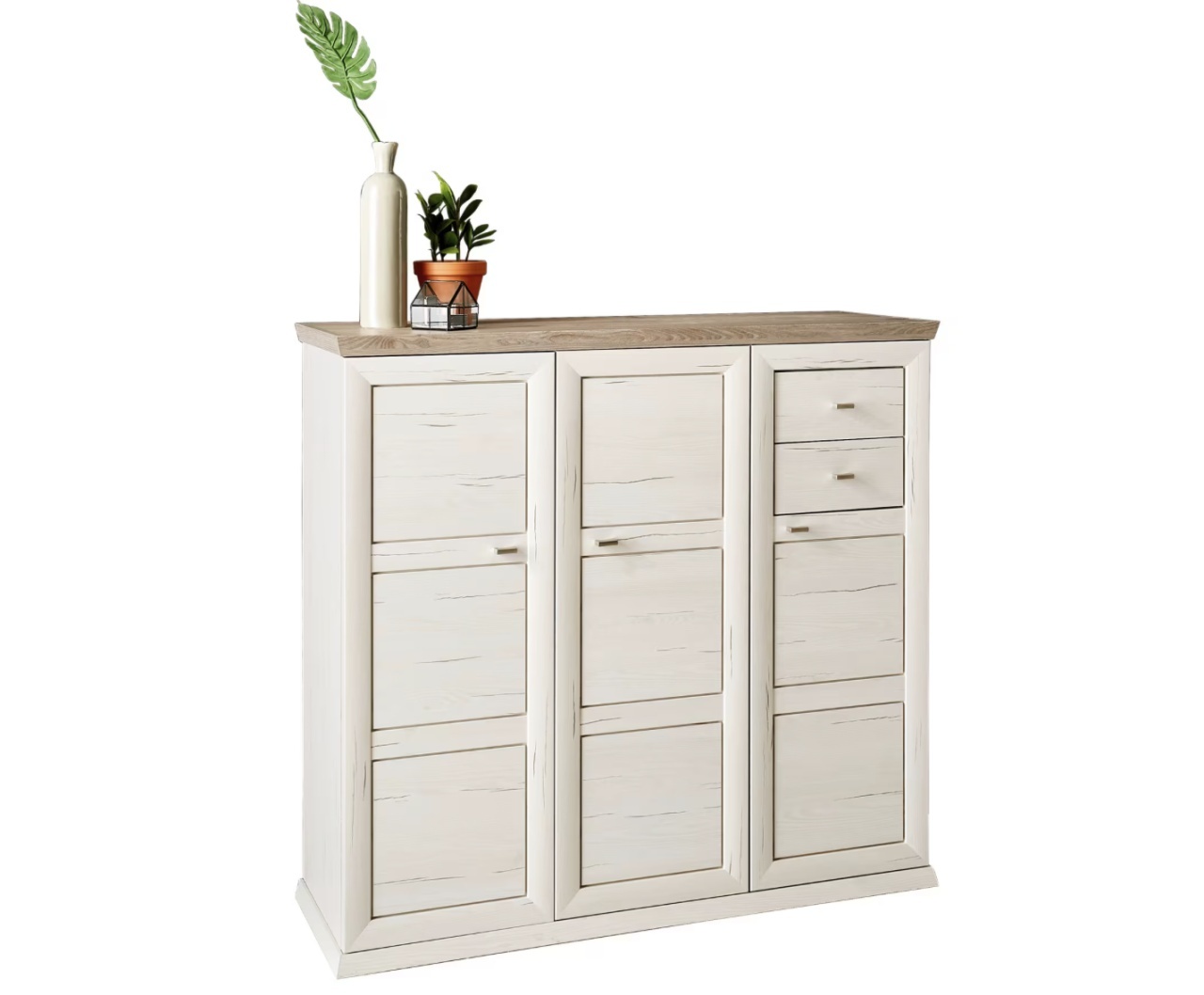 Pantofar Home, alb, stejar, 133,4/123/42,5 cm