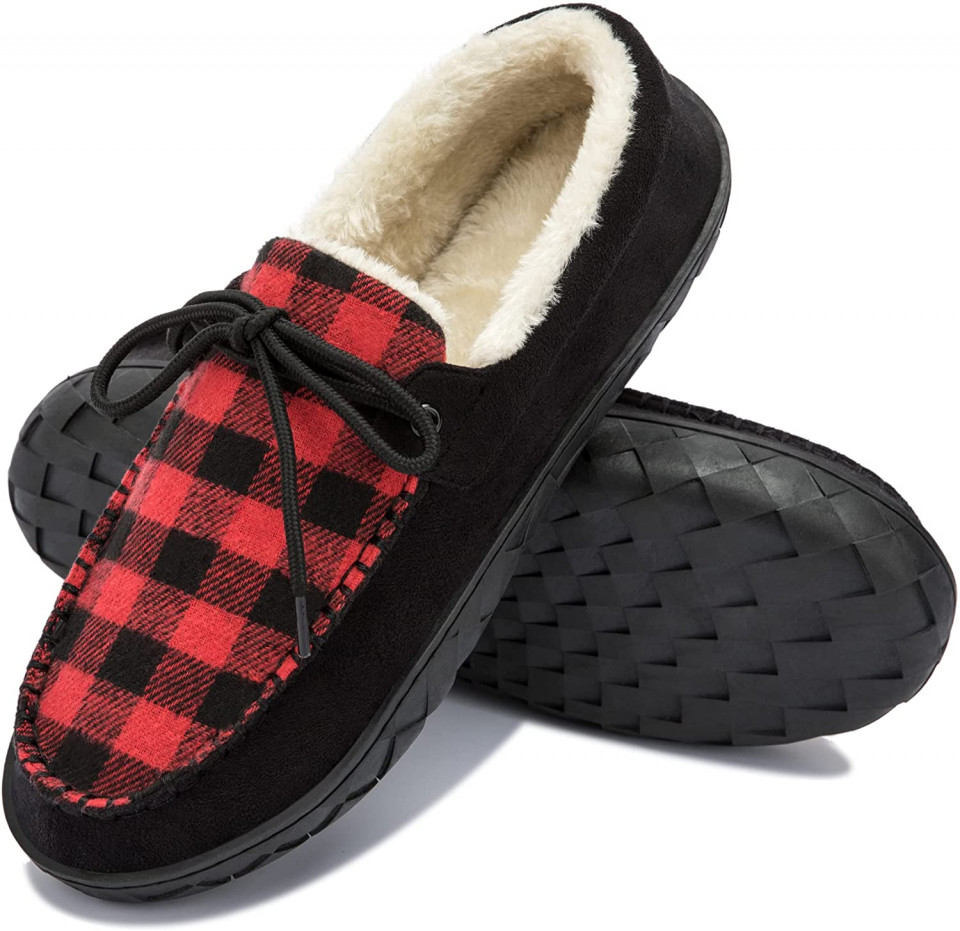 Papuci de camera TEGELE, textil/cauciuc, rosu/alb/negru, 45