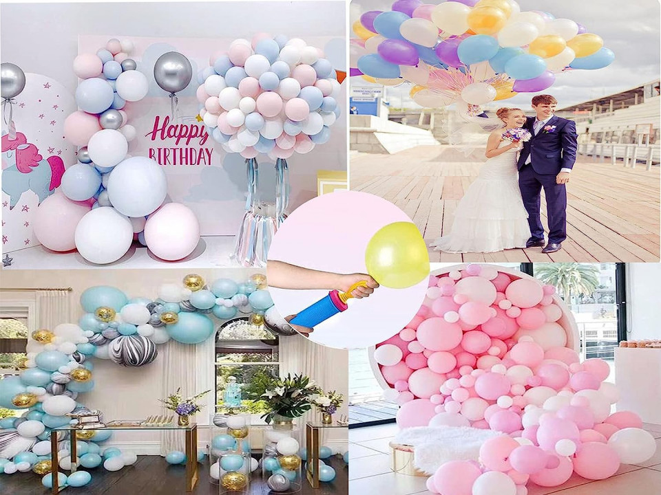 Poze Pompa pentru umflat baloane, plastic, albastru/roz/galben, 40,4 x 4,2 cm