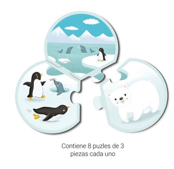 Puzzle din 3 piese Animalele si mediul lor, Apli Kids, 24 piese