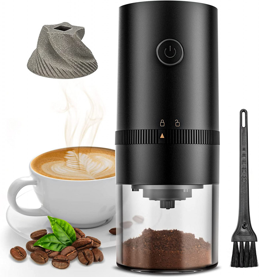 Rasnita electrica pentru cafea XIAZIR, plastic, negru/transparent, 18 x 7,5 cm 75 imagine noua idaho.ro