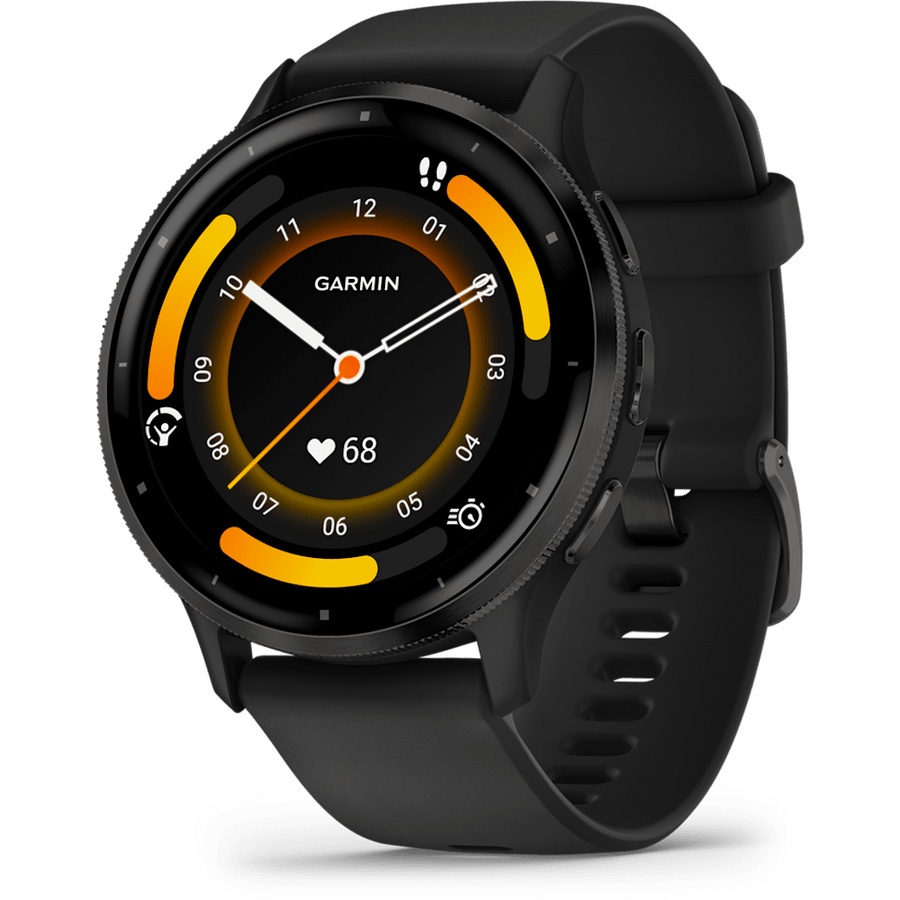 RESIGILAT CeCeas smartwach Garmin Venu 3, display OLED, dimensiune 35.4 mm, capacitate baterie 302 mAh, autonomie baterie 336 ore, Rama gri ardezie