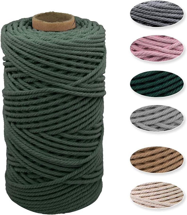 Rola macrame Wiwoo, bumbac, verde inchis, 4 mm x 100 m