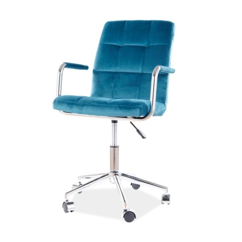 Scaun birou copii SL Q022 turcoaz velvet, 38x45x97 cm