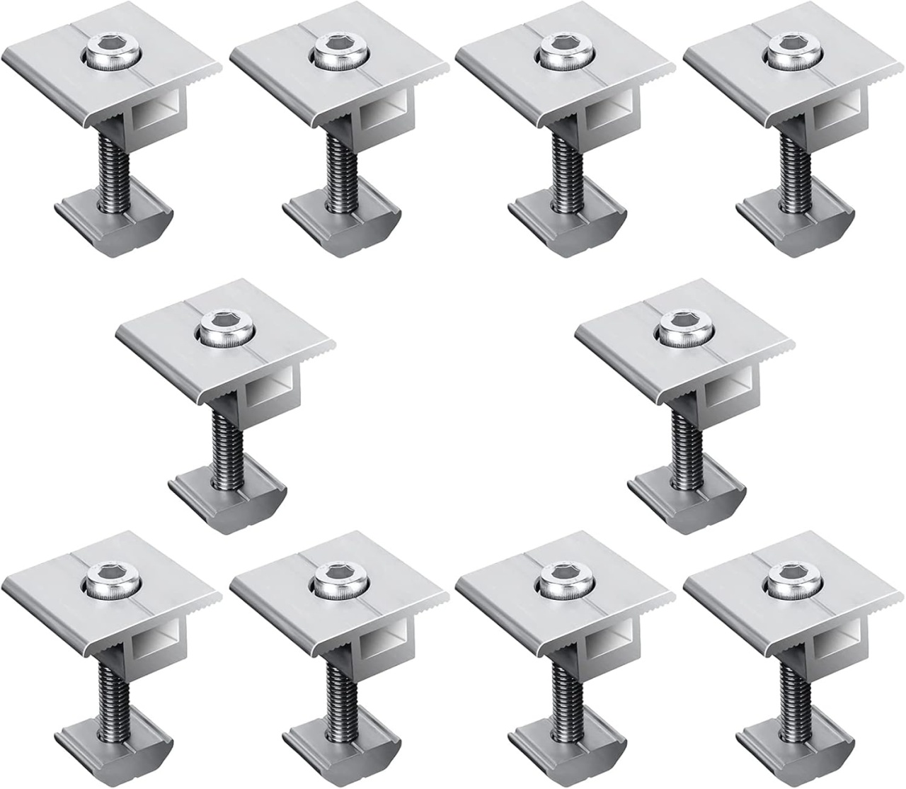 Set 10 cleme de montare pentru panoul solar Cissiyog, aluminiu, argintiu, 12 x 5 x 5 cm