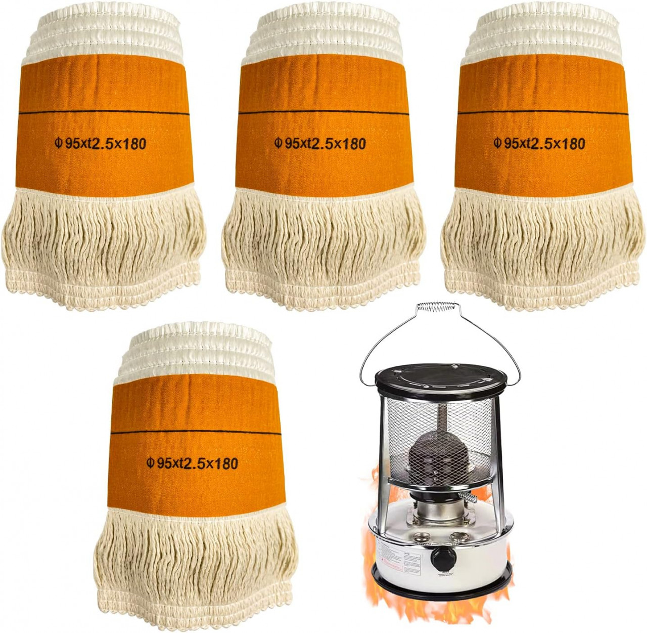 Set 4 fitile pentru aragazul de camping Tongboke, bumbac, bej, 95 x 180 mm