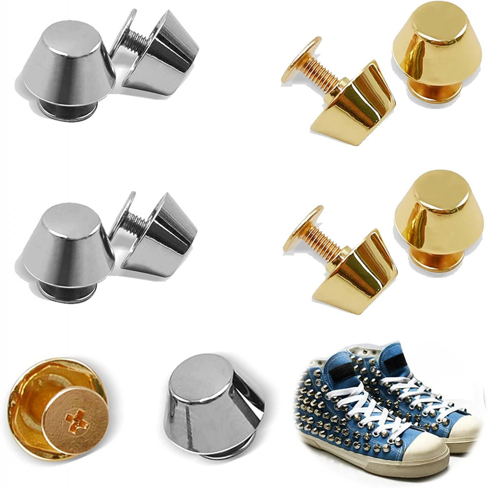 Set de 10 nituri pentru incaltaminte/haine LEXISONG-Zgr, metal, argintiu/auriu, 0,6 x 1 cm