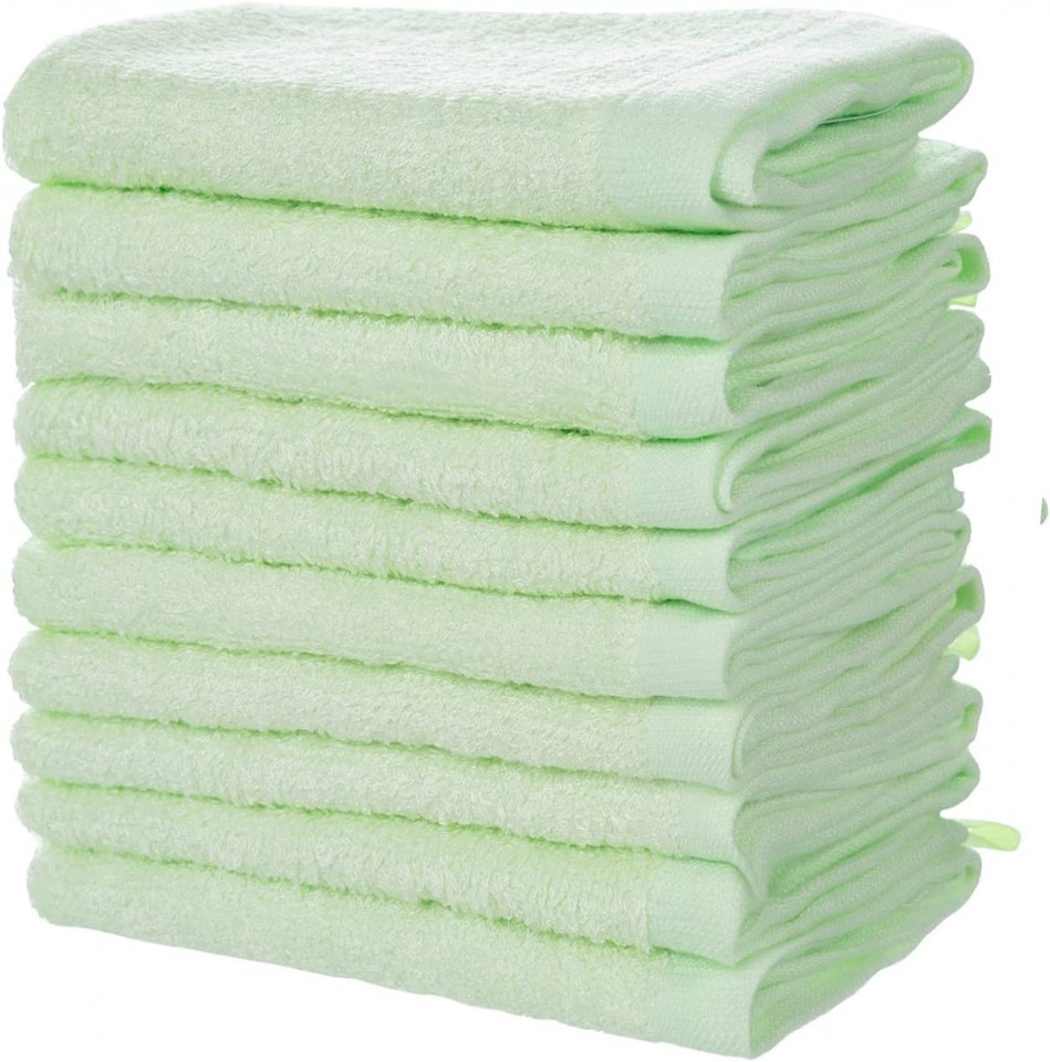 Set de 10 prosoape bebelusi MINIMOTO, textil, verde, 25 x 25 cm