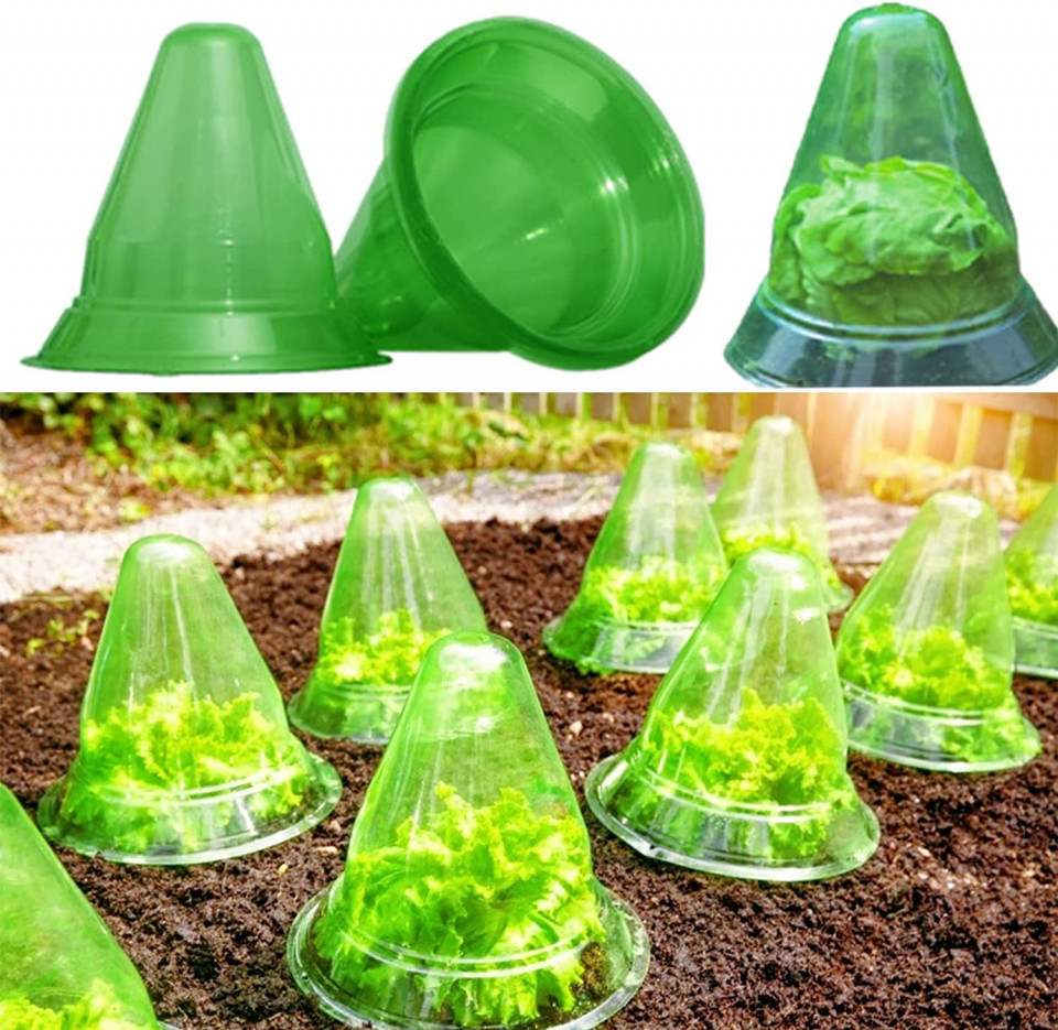Poze Set de 10 protectii pentru plante CYYMNA, PVC, verde