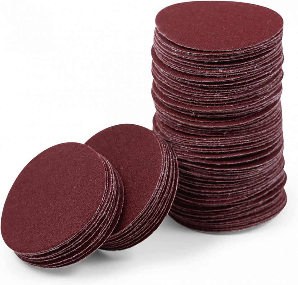 Set de 100 de discuri abrazive Leontool, oxid de aluminiu, rosu, 150, 5,5 cm 100