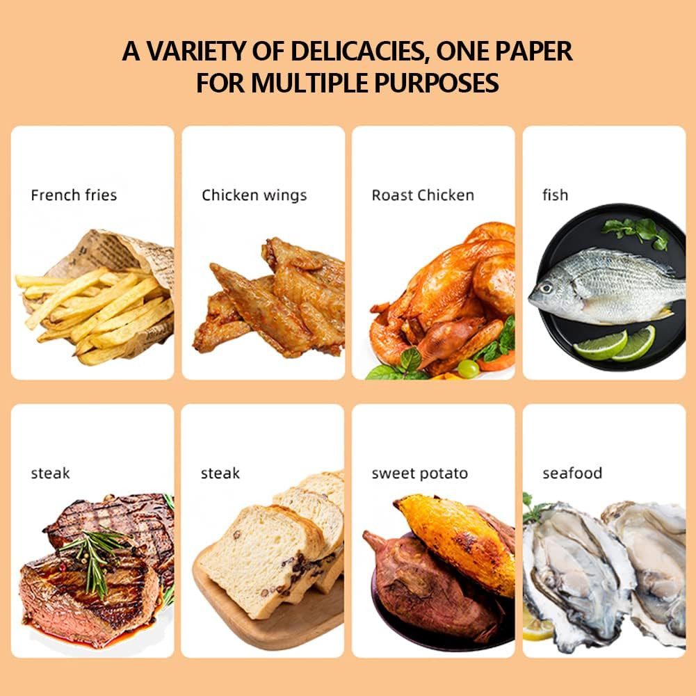 Poze Set de 100 hartii de copt pentru friteuza cu aer Iriisy, alb, 21,59 cm