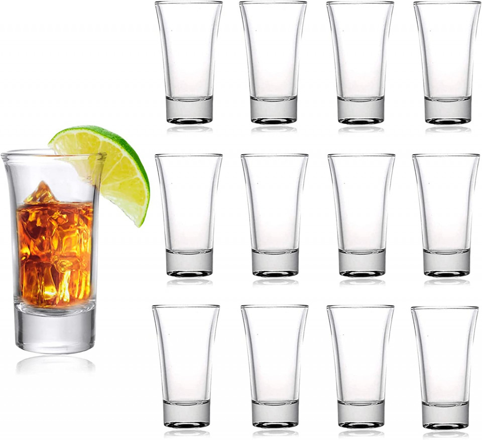 Set de 12 pahare pentru shot-uri Raxint, cristal, transparent, 60 ml, 7 x 4 cm