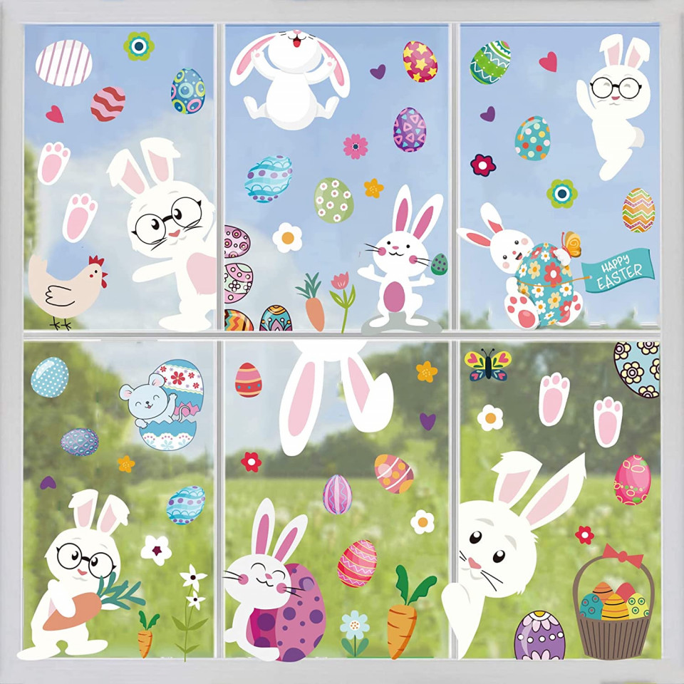 Set de 126 stickere pentru fereastra Aiweomi, PVC, multicolor 126 pret redus