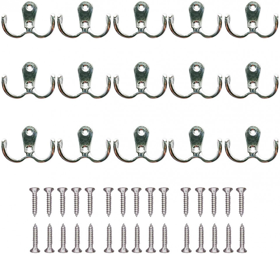 Set de 15 carlige PietyPet, metal, argintiu, 5,5 x 4 cm Comode, dulapuri & cuiere 2023-09-25