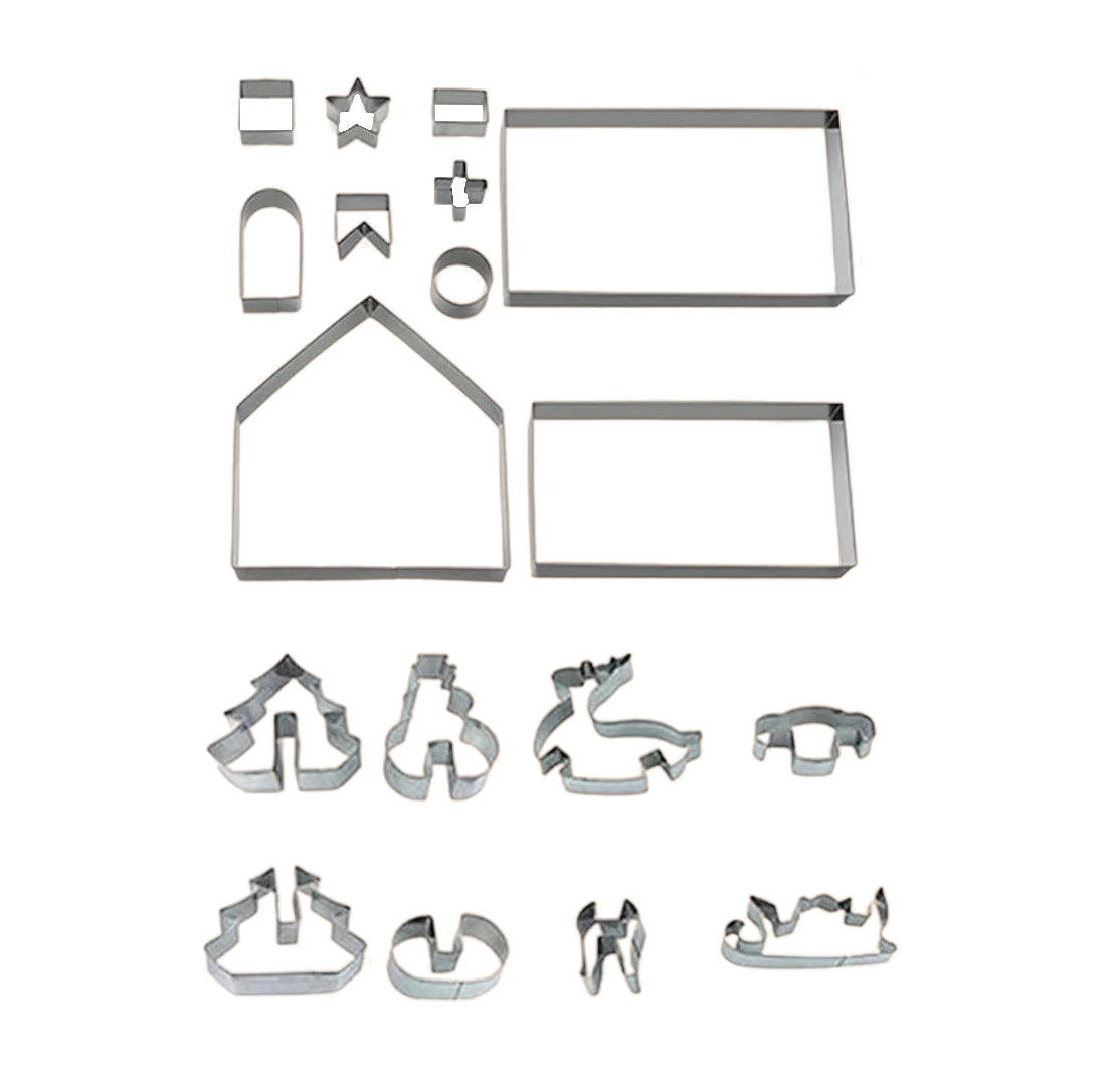 Set de 18 forme pentru prajituri GangGangBAO, otel inoxidabil, argintiu