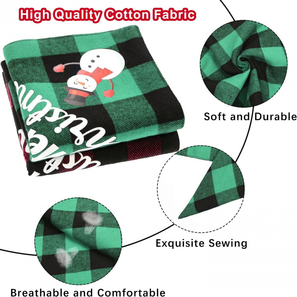 Poze Set de 2 bandane de Craciun pentru caini Reakoo, textil, rosu/verde, L, 70 X 47 cm
